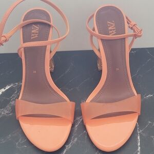 Zara Women's Orange Strappy Sandals